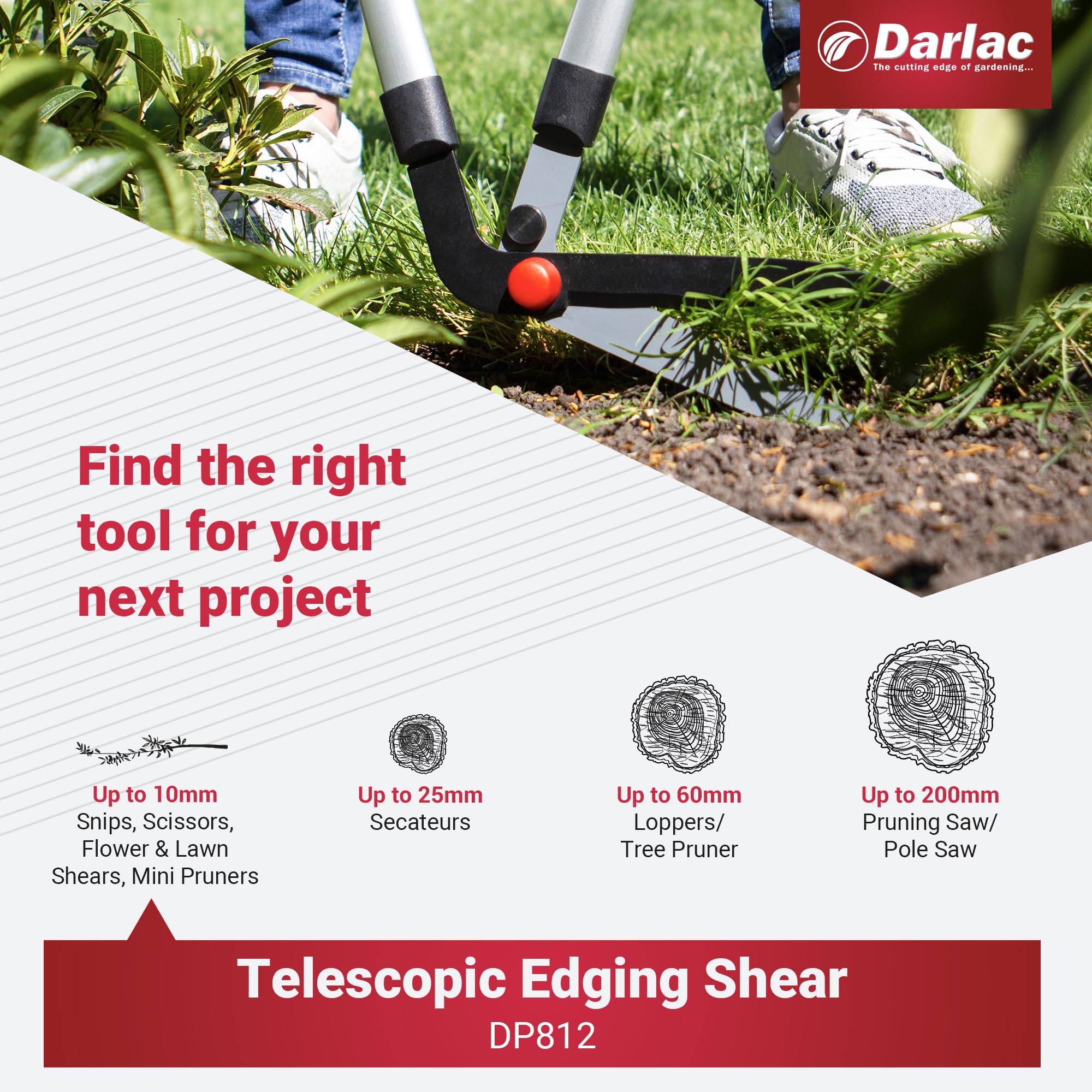 Darlac Telescopic Edging Shears – Extendable Handle Lawn Grass Trimmers