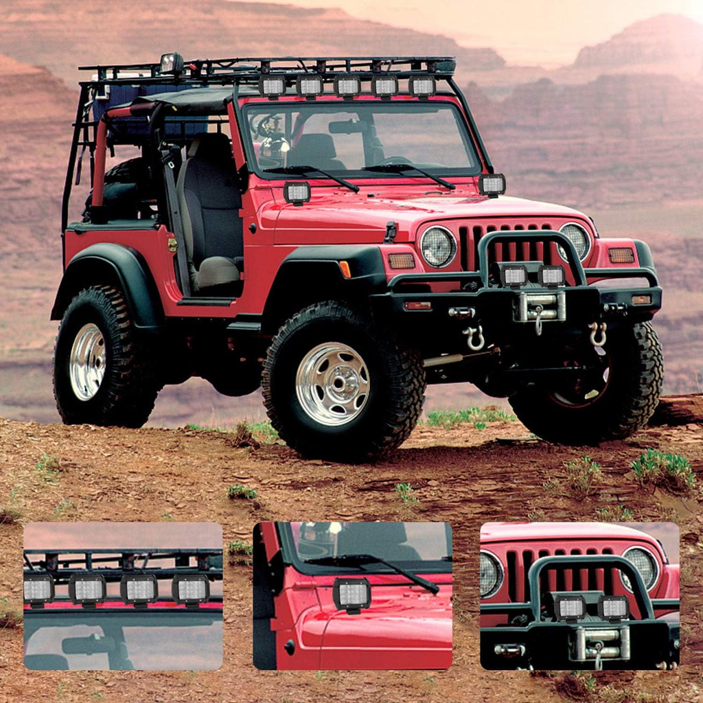 YUGUANG 4 Inch LED Work Light Bar | 72W 7200LM Spot Fog Lights Pair