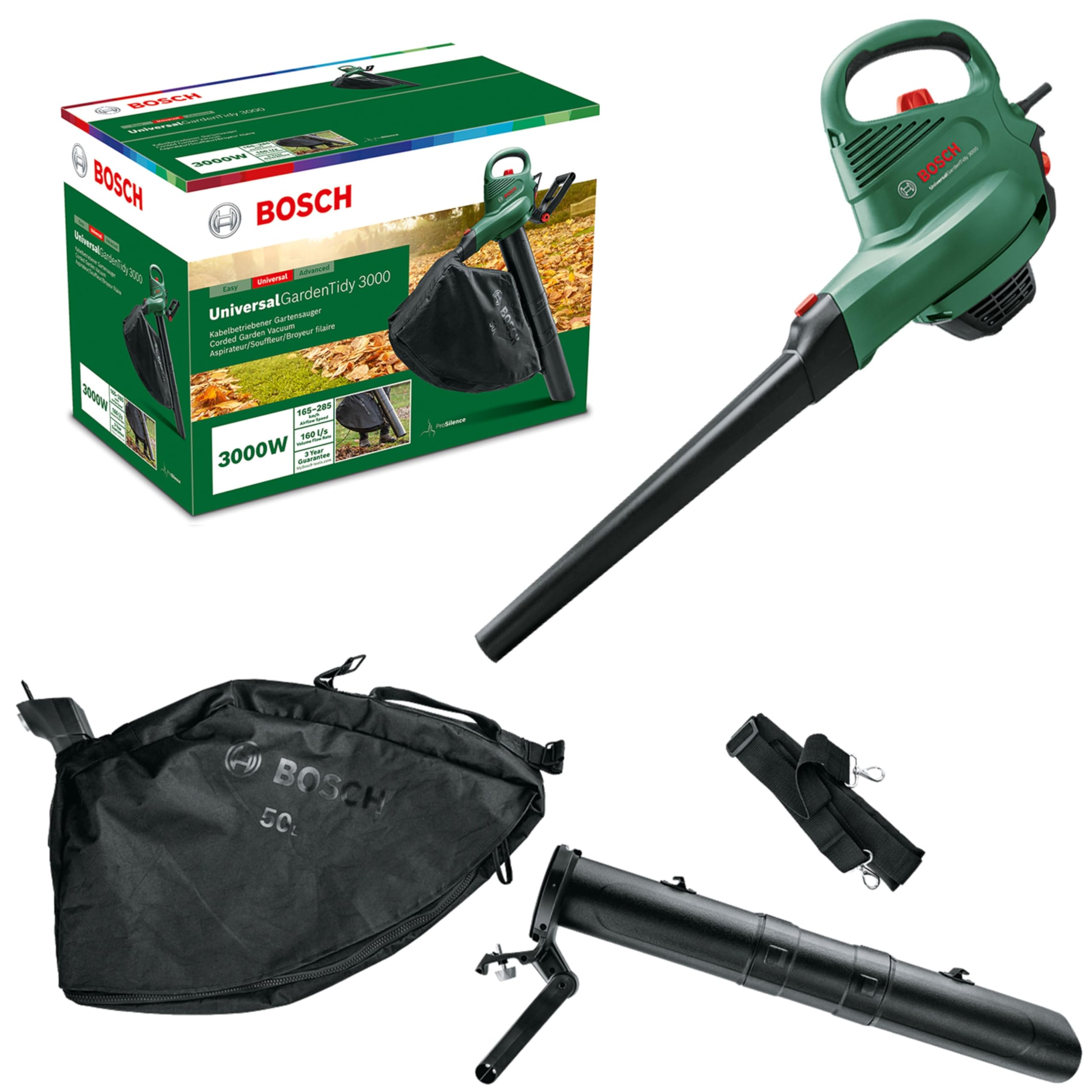 Bosch UniversalGardenTidy 3000 Electric Leaf Blower, Vacuum & Shredder