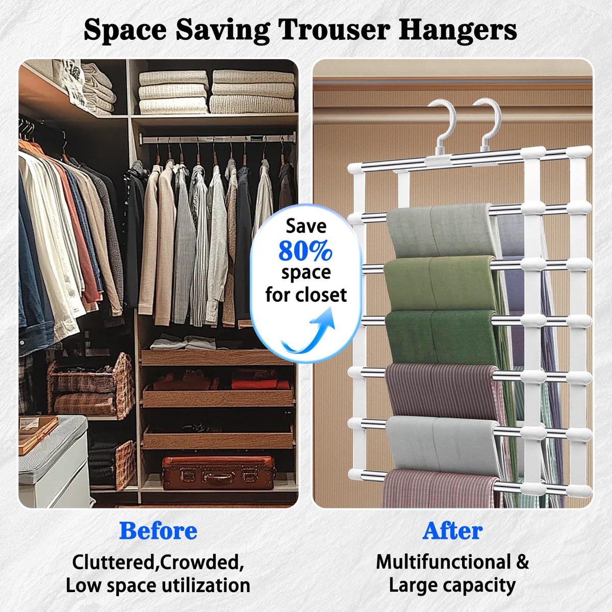 Yilnlg 2 Pack Trouser Hangers, 360°Rotatable Space Saving Metal Hanger - image 3