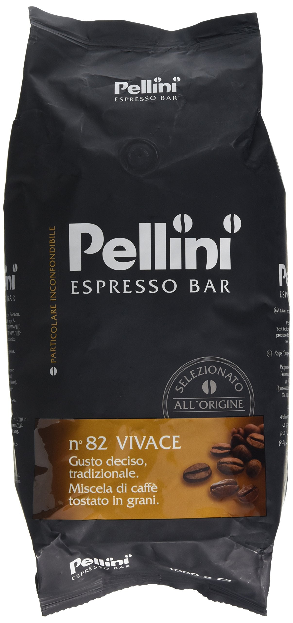 Pellini No. 82 Vivace Roasted Coffee Beans - Italian Espresso - 2 x 1kg