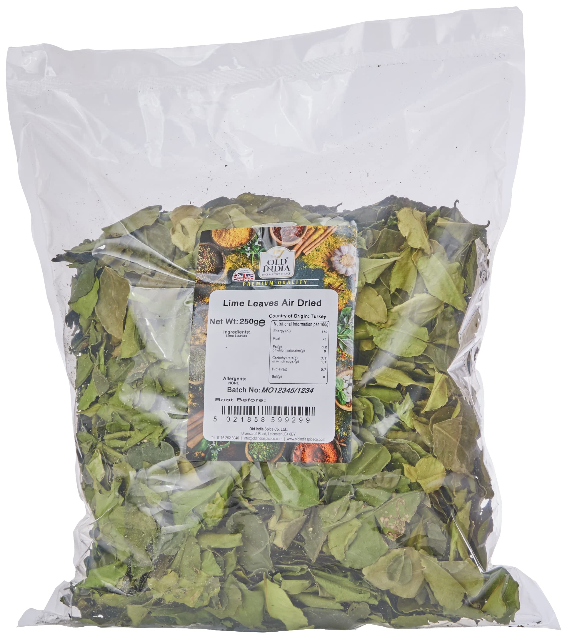Old India Air Dried Lime Leaves – 250g Gourmet Thai Cooking Herbs