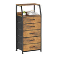 CAIYUN 5-Drawer Tall Fabric Dresser – Rustic Brown Storage Chest