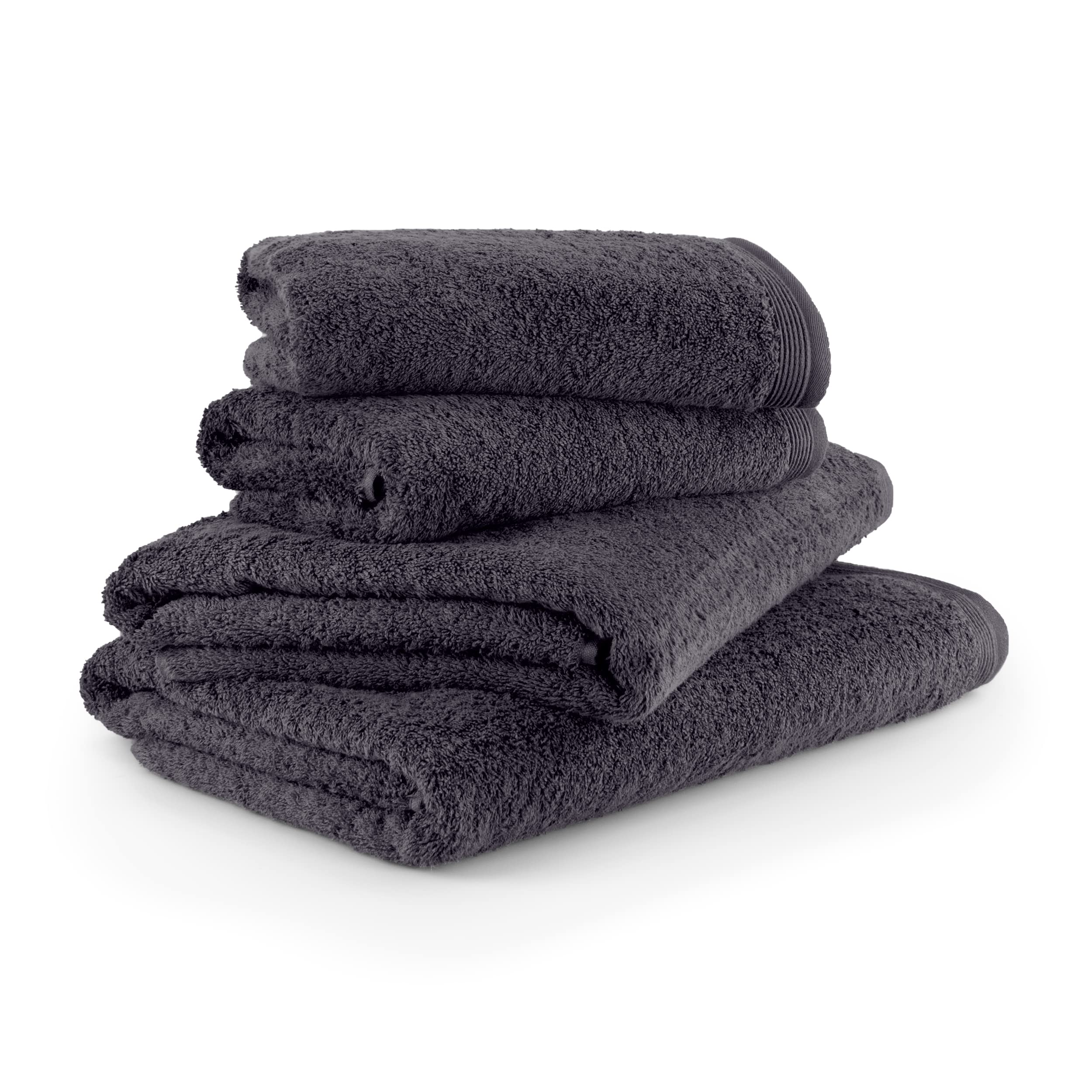möve Superwuschel 4-Piece Cotton Towel Set – Dark Grey, Made in Germany