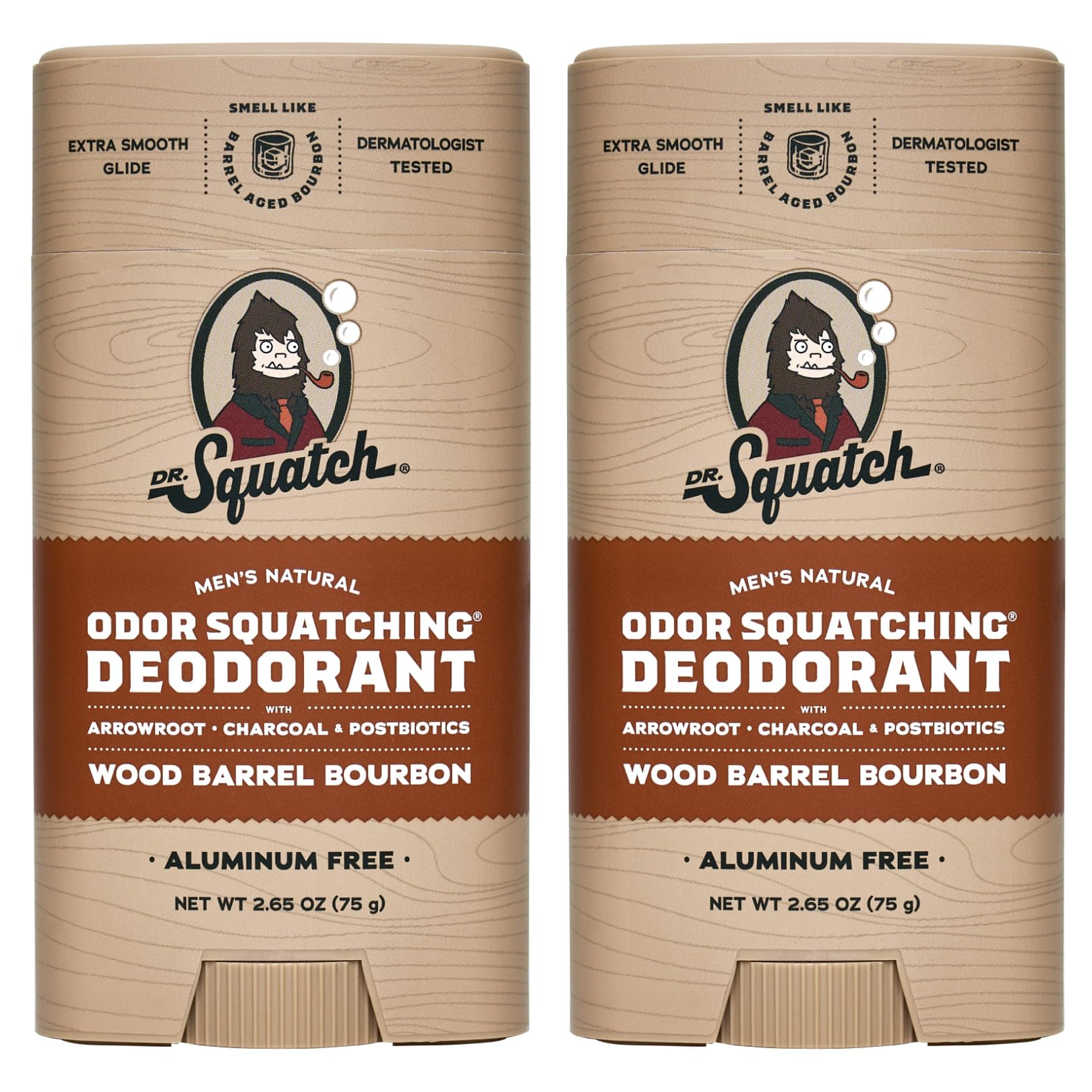 Dr. Squatch Natural Deodorant for Men - Wood Barrel Bourbon 2 Pack