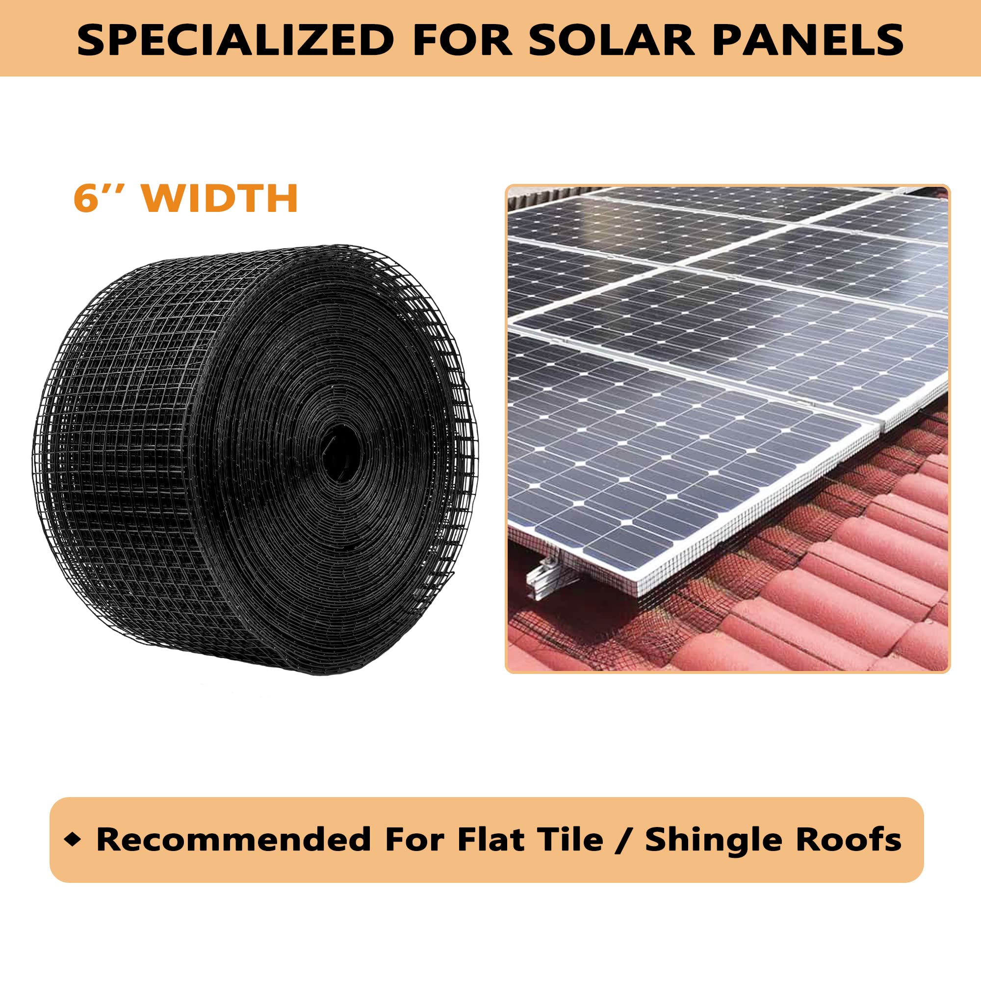 PROLEE Solar Panel Bird Guard – 6in x 100ft PVC Coated Wire Mesh Kit