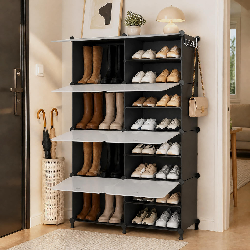 ATTDETJL Shoe Storage,Oversized Shoe Rack with Cover and Hooks for 24Pair - image 2