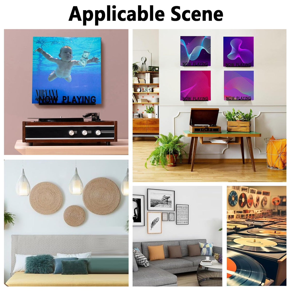 TuoYi Now Playing Vinyl Record Wall Mount Shelf, Black 7 Inch Acrylic Album Display Holder, LPS Storage Holder for Record - image 5