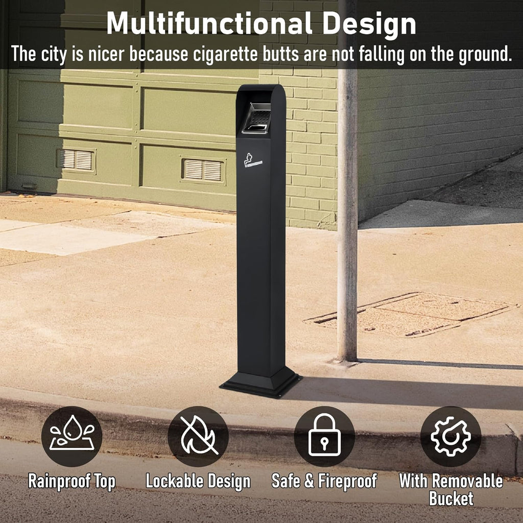 Nisorpa 1.2M Stainless Steel Vertical Trash Bin - Odor-Proof Outdoor Can