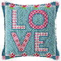SKTWOE Latch Hook Cushion Kit - LOVE Pattern DIY Embroidery Pillow 17x17"