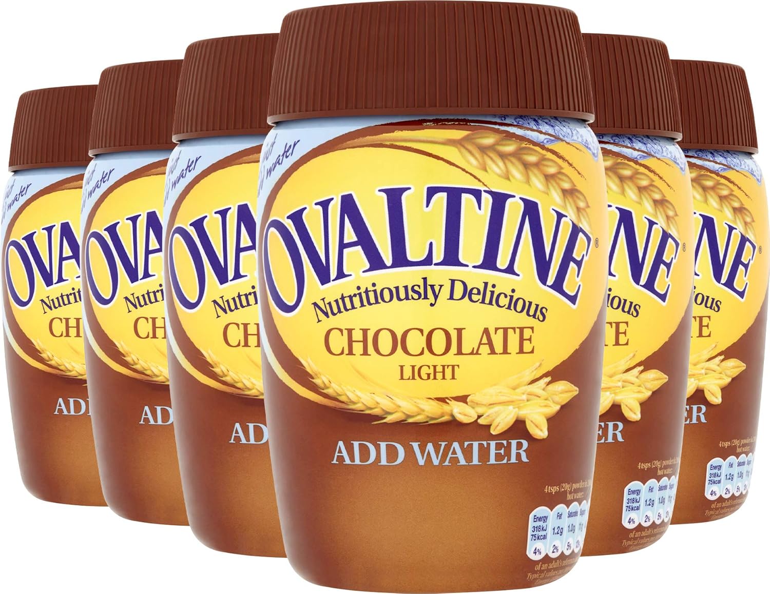 Ovaltine Chocolate Light Malt Drink - Vitamin Enriched, 300g (Pack of 6)