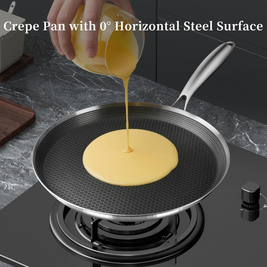 Innerwell Stainless Steel Crepe Pan – 26cm Nonstick Honeycomb Griddle