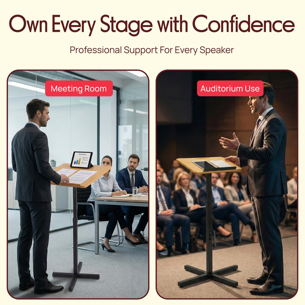 PYLE Portable Floor Lectern Podium Stand-Height Adjustable Steady Standing Design Teacher Speaker Lecture Classroom Presentation Stand - image 4