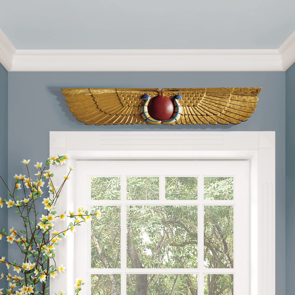 Design Toscano Egyptian Temple Wall Pediment – Hand-Painted Resin Decor