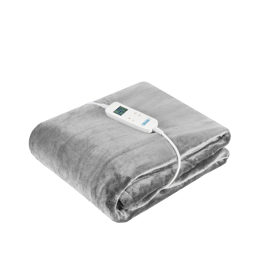 Jolof Store Electric Heated Throw Blanket – 10 Heat Settings – Silver Grey