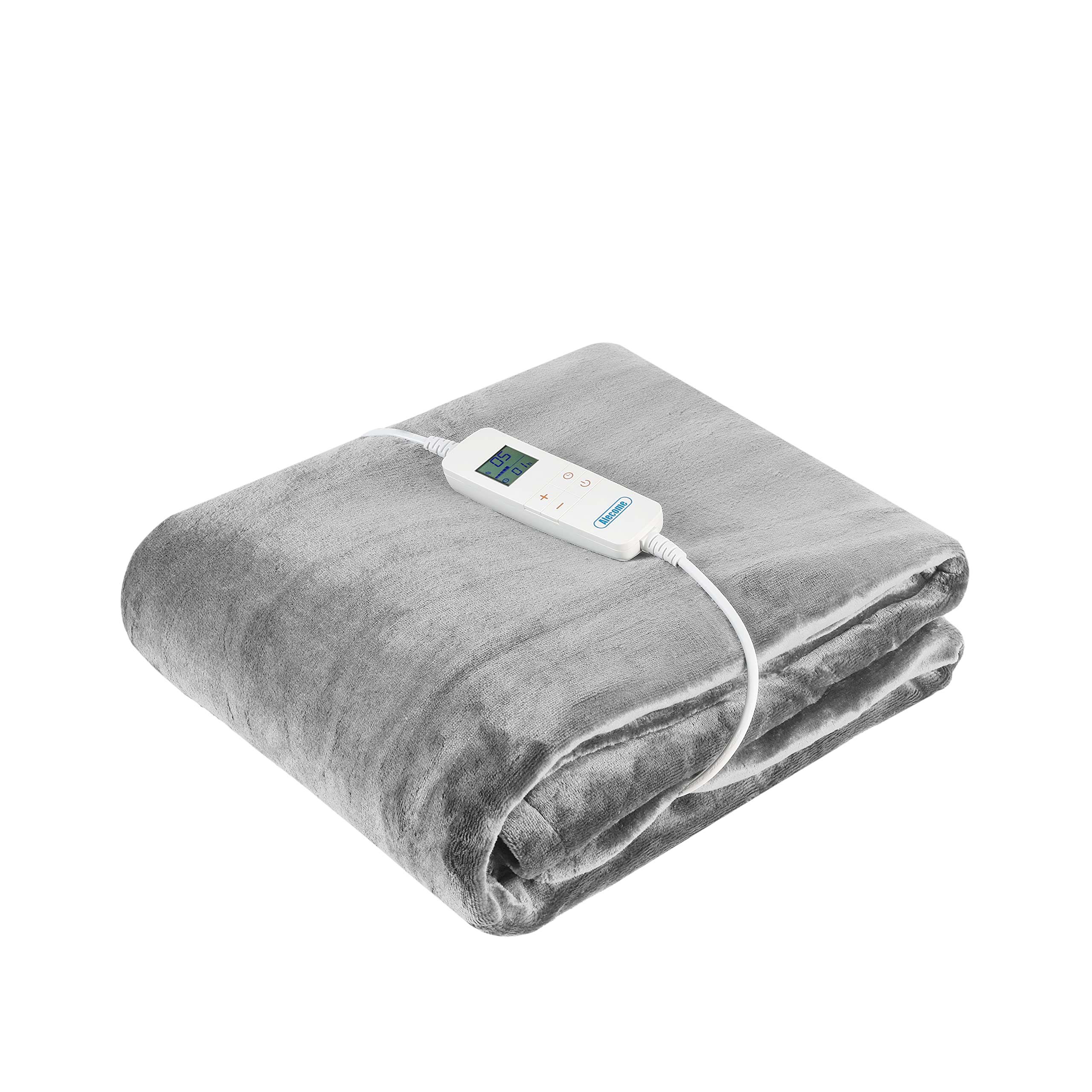 Jolof Store Electric Heated Throw Blanket – 10 Heat Settings – Silver Grey