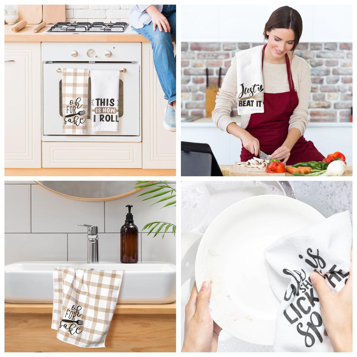 R HORSE 5Pcs Funny Kitchen Dish Towel Set Absorbent Quick Dry Cloth - image 2