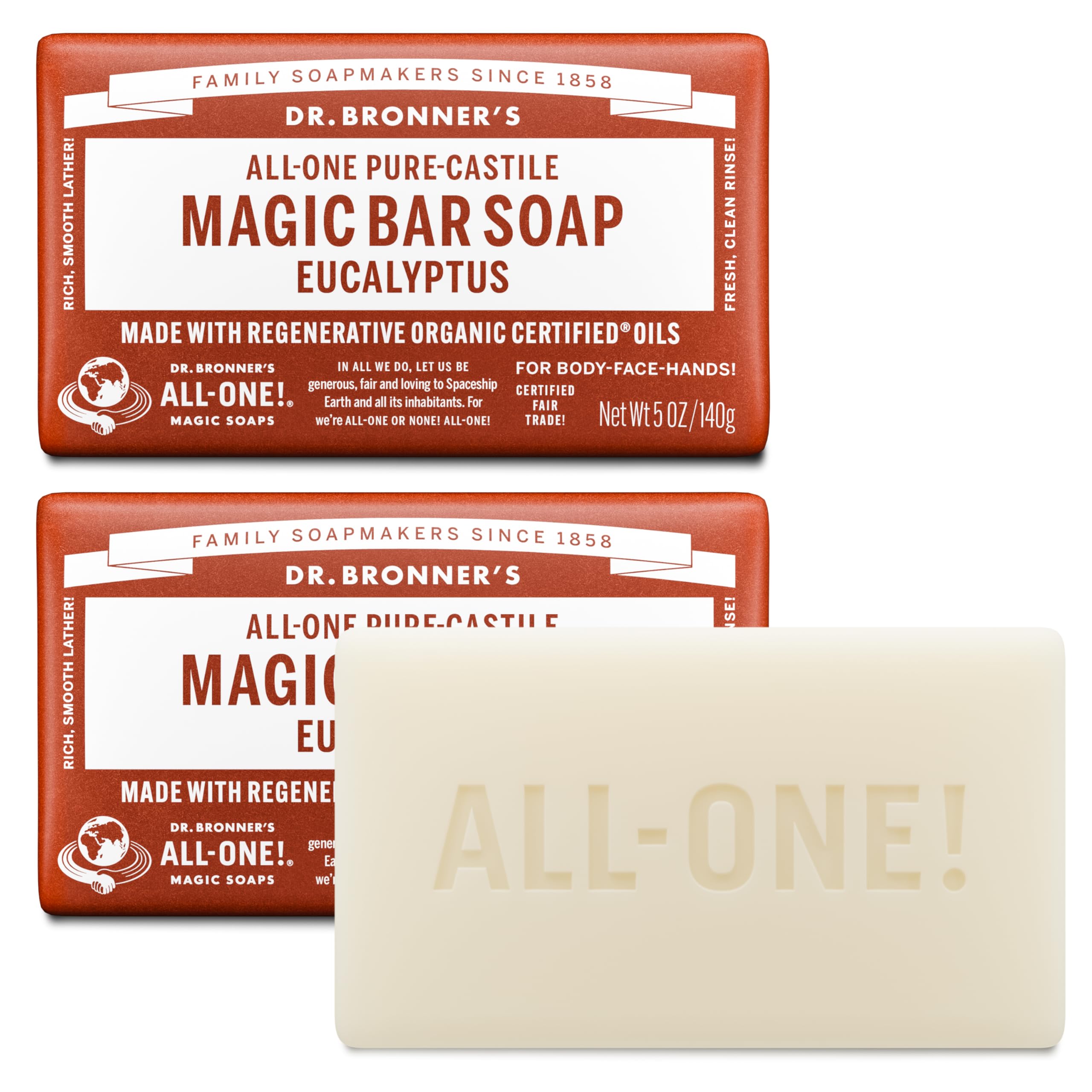 Dr. Bronner's Eucalyptus Pure-Castile Bar Soap - Organic 5oz (2 Pack)
