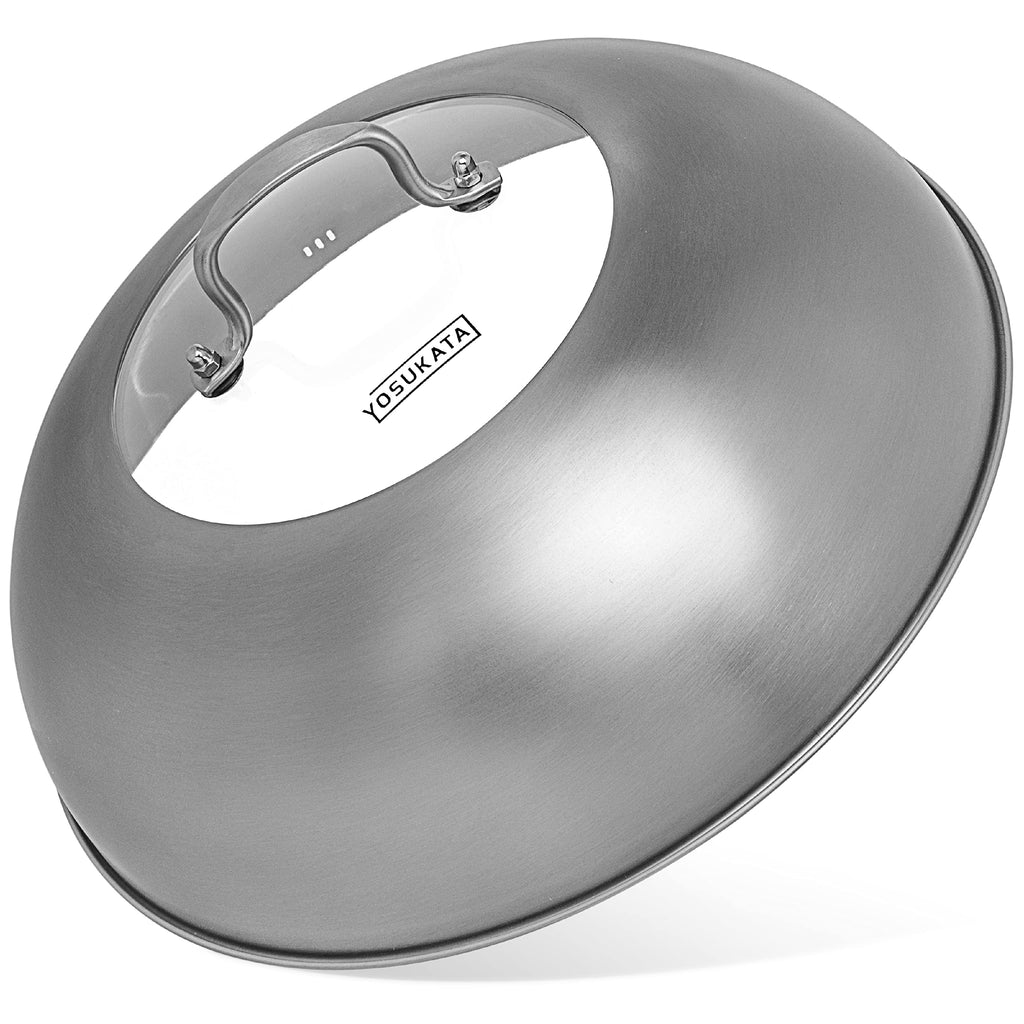 Yosukata Wok Lid 34.5cm – Stainless Steel Pan Cover with Tempered Glass