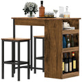 DWVO Breakfast Bar Table and Stools Set | Industrial 3-Shelf Dining Set