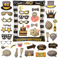 AIBAOBAO 40th Birthday Photo Booth Props – Black Gold Inflatable Selfie Frame