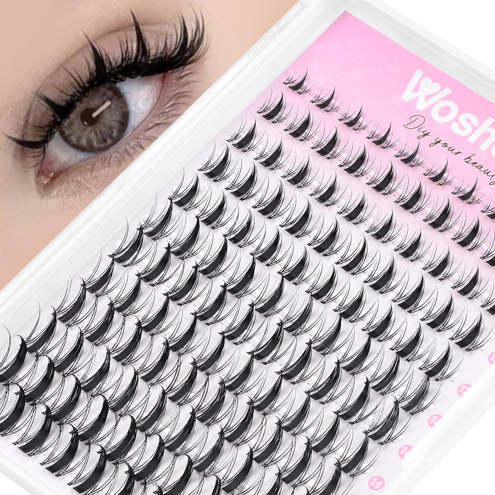 Wosheer Cluster Lashes – 8-18mm Manga Anime DIY Individual Eyelashes