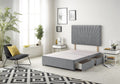 Bed Centre Platinum Charcoal Plush Divan Base With Headboard, Storage Drawers- Single, Small Double, Double, King, Super King