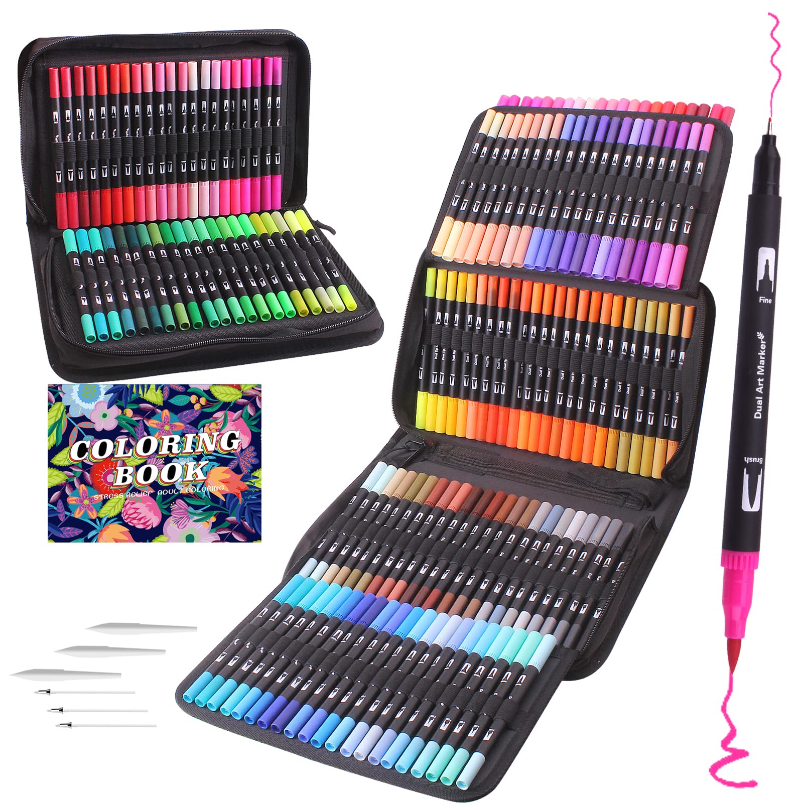 Laconile 132 Dual Tip Brush Pens – Watercolor Markers for Adult Coloring