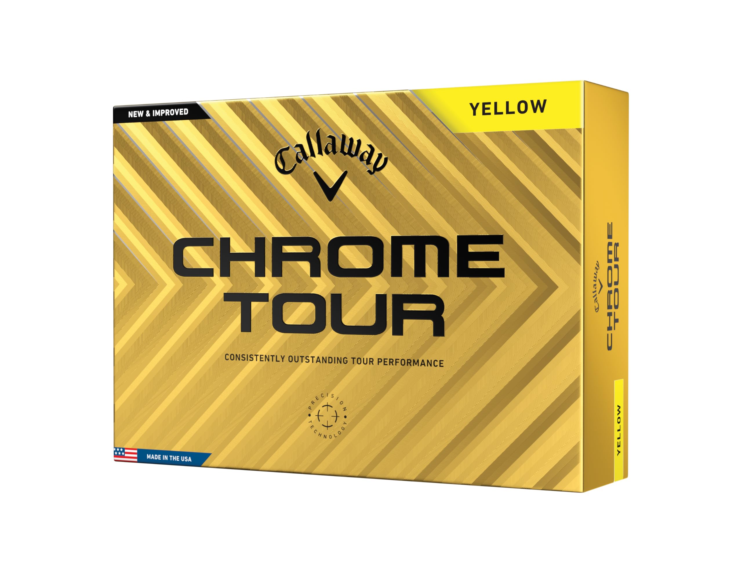Callaway Chrome Tour 2024 Premium Golf Balls - Yellow, 12-Pack