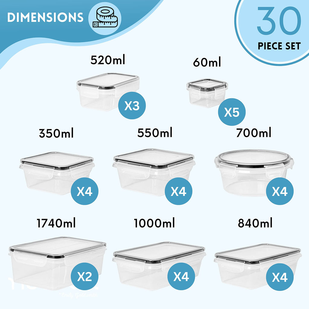 Nuovva 60-Piece Airtight Food Storage Containers – BPA Free Plastic Set