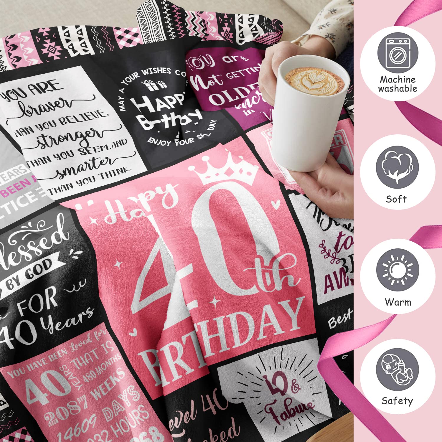 Jolof Store 40th Birthday Blanket for Women - 1984 Flannel Throw 80x60in