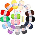 Pllieay Cotton-Nylon Chunky Crochet Yarn Kit for Beginners - 15 Colors