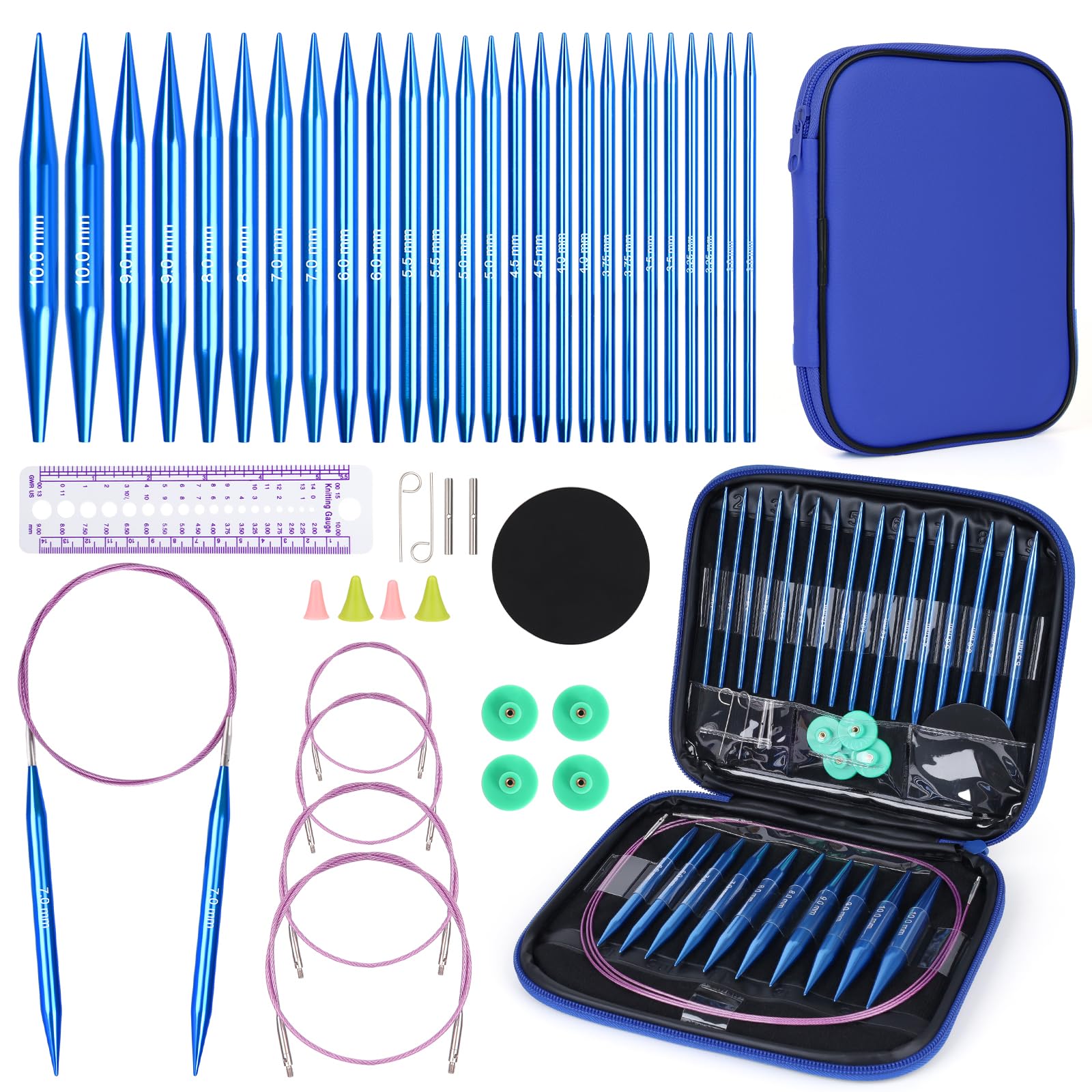 Aeelike Interchangeable Circular Knitting Needles Set | 13 Pairs