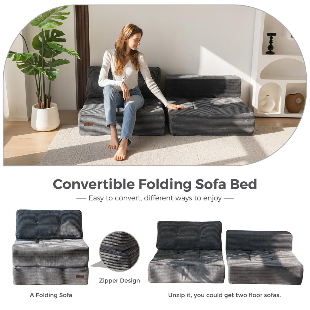 MAXYOYO Folding Sofa Bed, Convertible Sofa Bed with High-Density Support Foam, Portable 4 in 1 Fold Out Chair to Floor Lounger - image 5