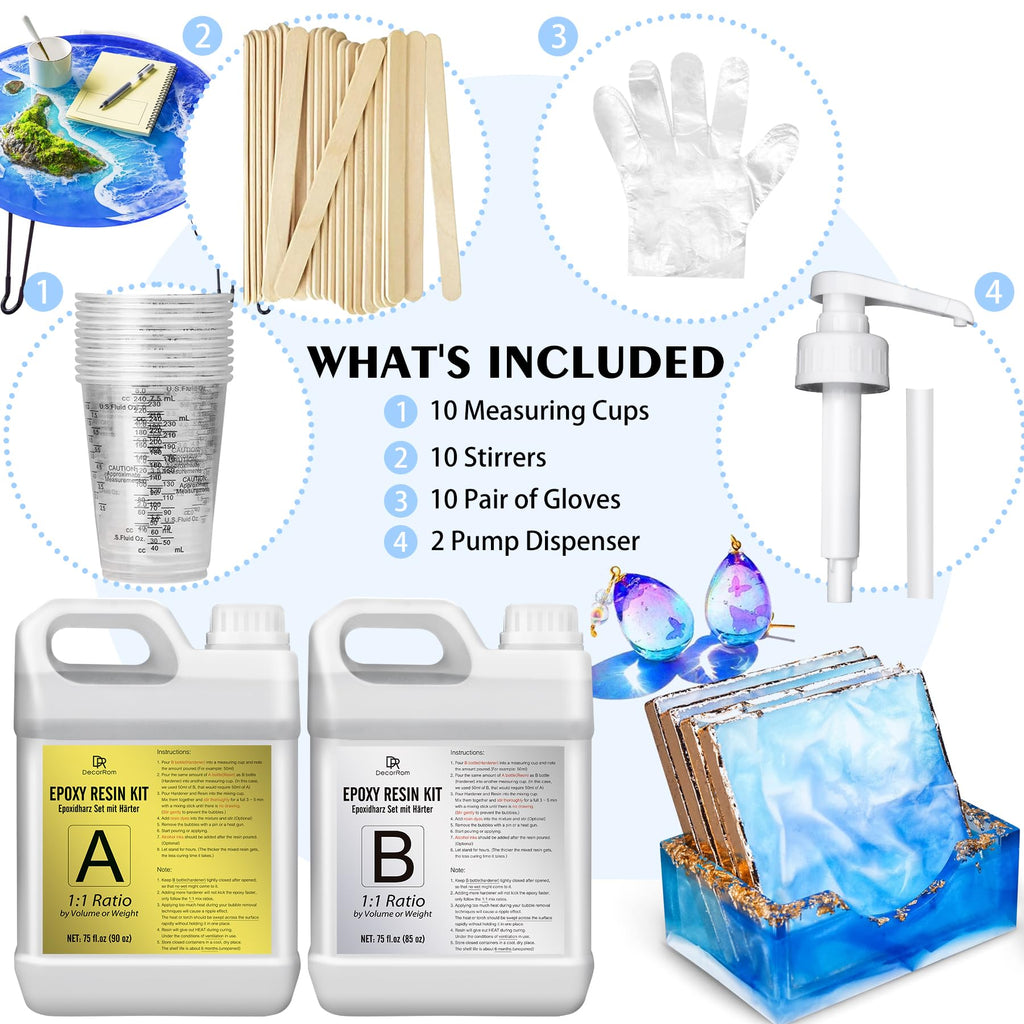 Jolof Store Crystal Clear Epoxy Resin Kit – 4.4L Self-Leveling 1:1 Ratio