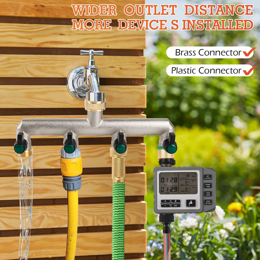 Photener 4-Way Brass Garden Hose Splitter | 3/4" Tap Connector Manifold