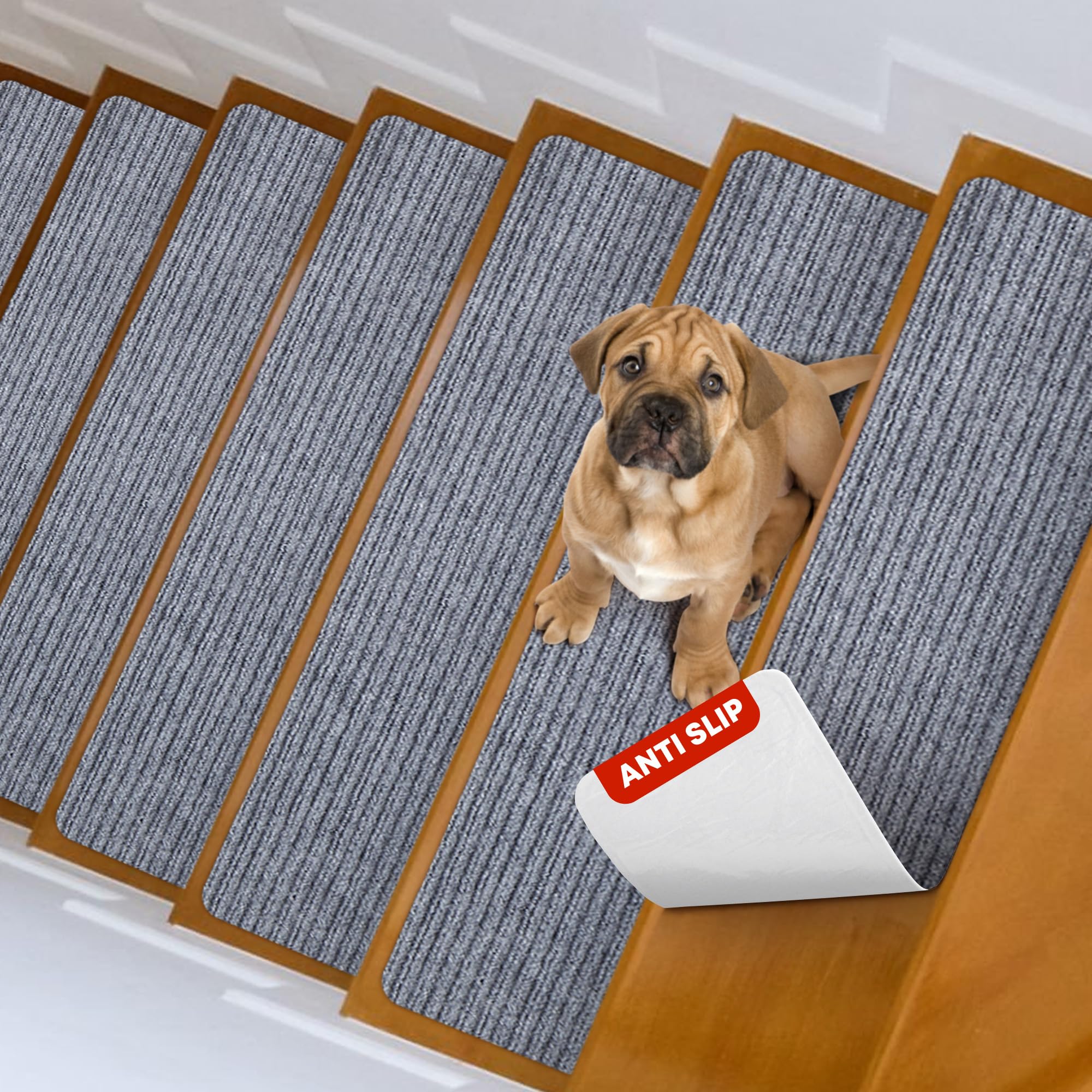 MBIGM Non-Slip Carpet Stair Treads | 15-Pack 8"x30" Indoor Safety Rugs