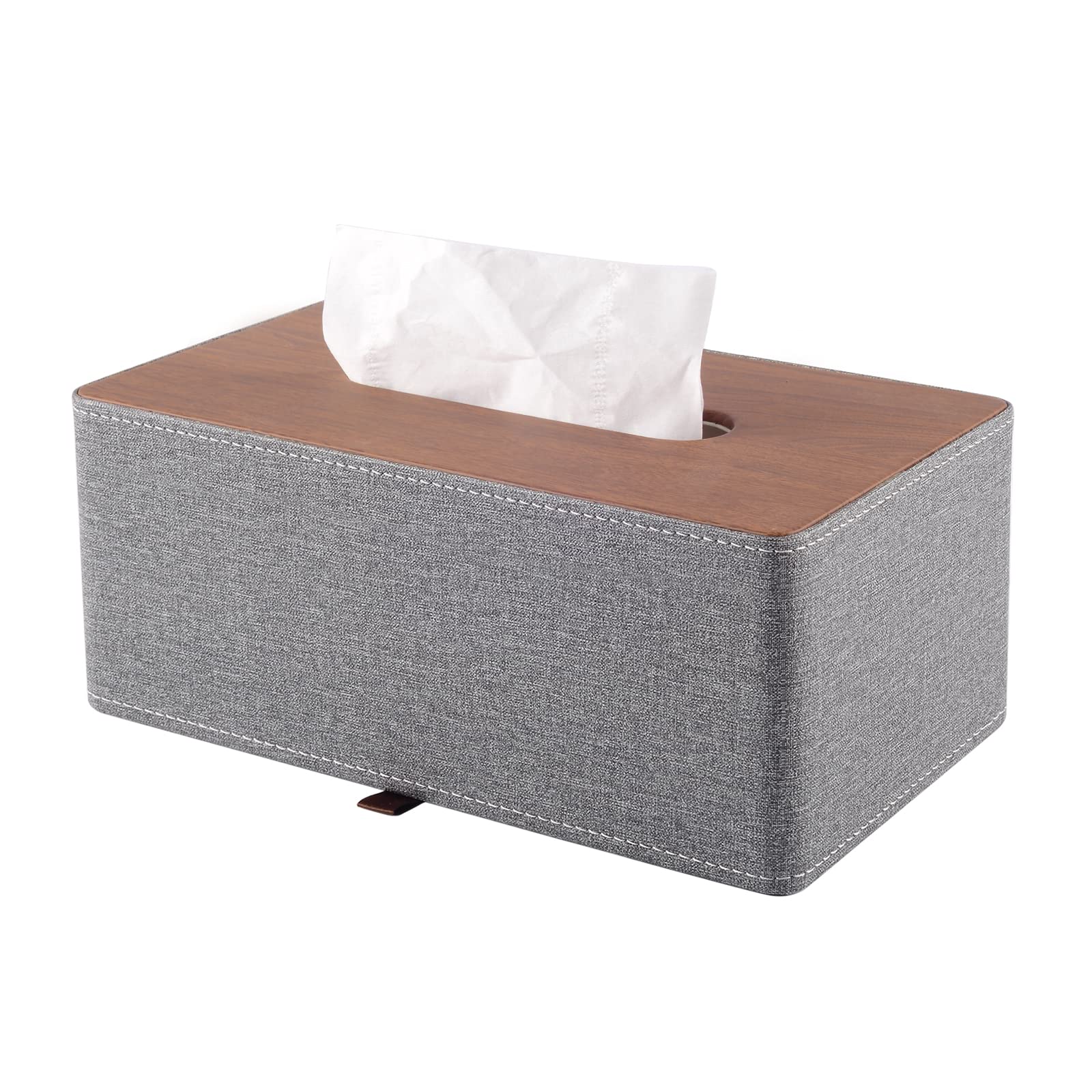 XNONE PU Leather Tissue Box Cover | Rectangular Napkin Holder - Grey
