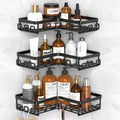 Kegii Corner Shower Caddy - 3-Piece Adhesive Stainless Steel Shelf - Black