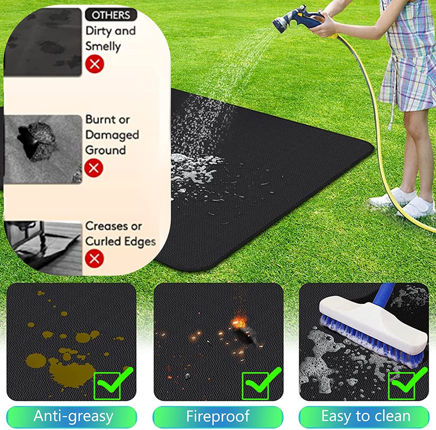 UBeesize Fireproof Grill Mat – 96x122cm Heat Resistant Floor Protector
