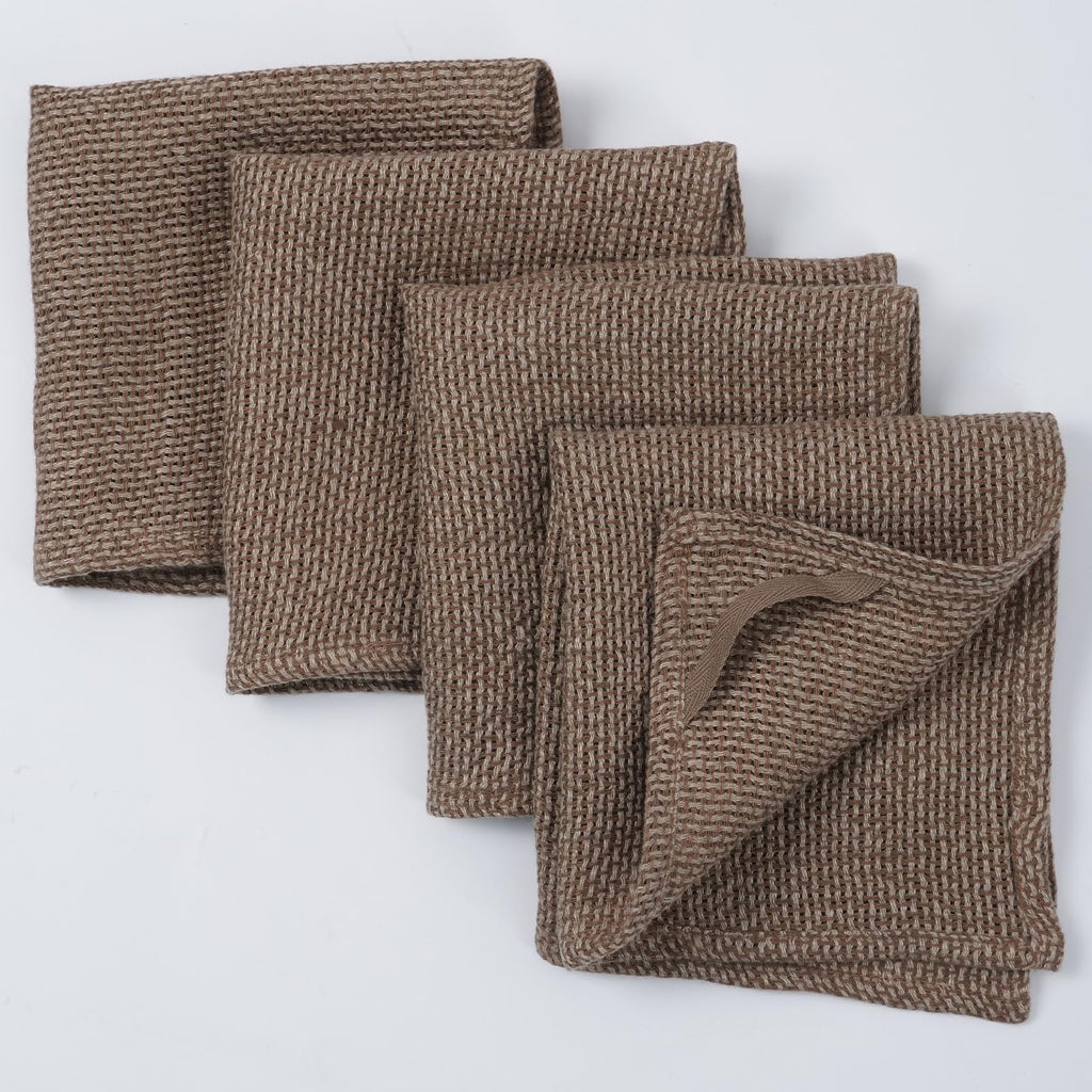 HSOFTIFY 100% Linen Face Cloth for Washing 4 Pack with Hanging Loop, Coffee - image 5