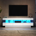 Ball & Cast TV Stand Cabinet, High Gloss TV Unit with LED Lights via Bluetooth, White TV Cabinet with 3 Drawers & 3 Open Storage Space