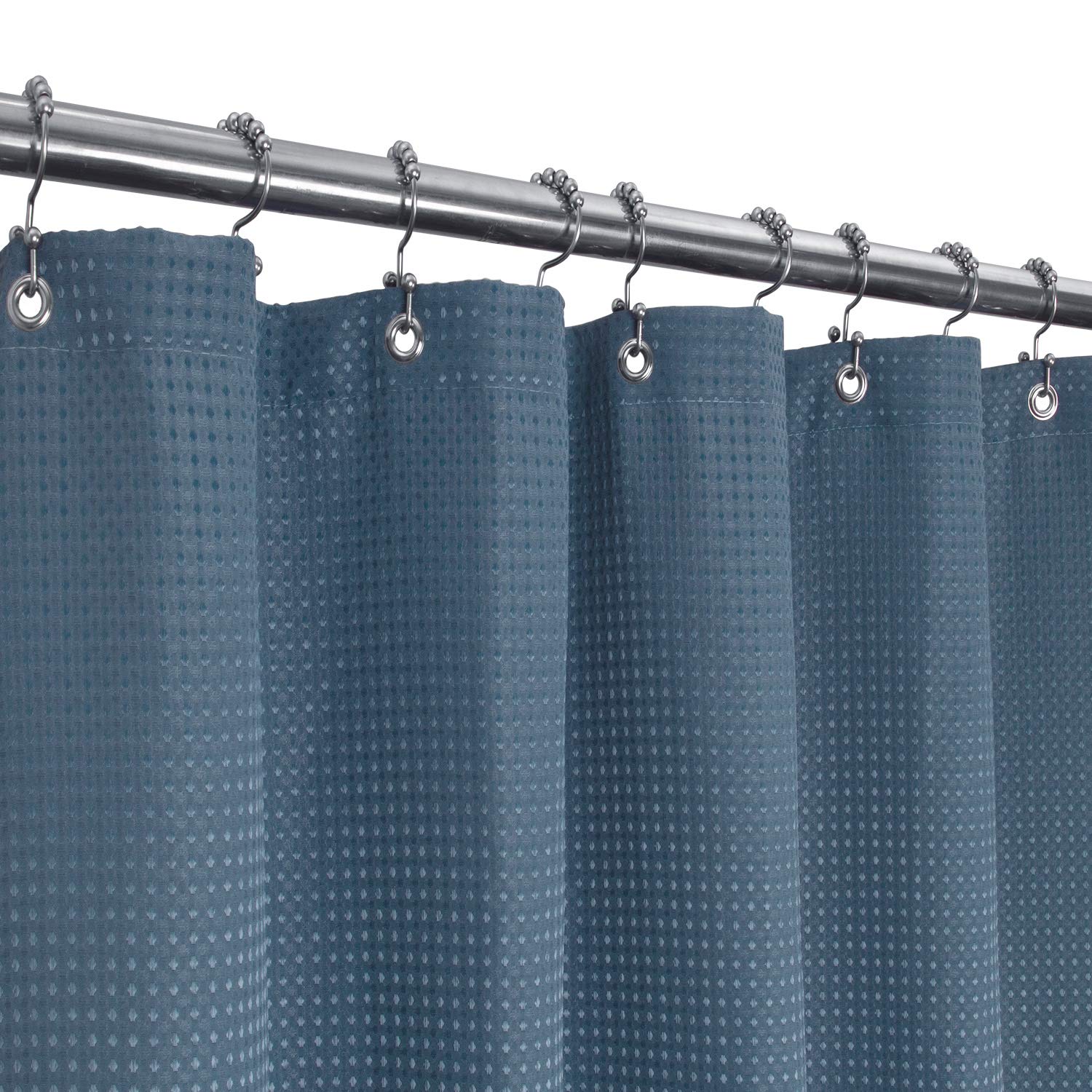 Barossa Design Waffle Shower Curtain | Heavy Duty 230 GSM - Moonlight Blue