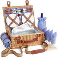 DHAEE Wicker Picnic Basket Set for 4 – Insulated Cooler & Waterproof Blanket