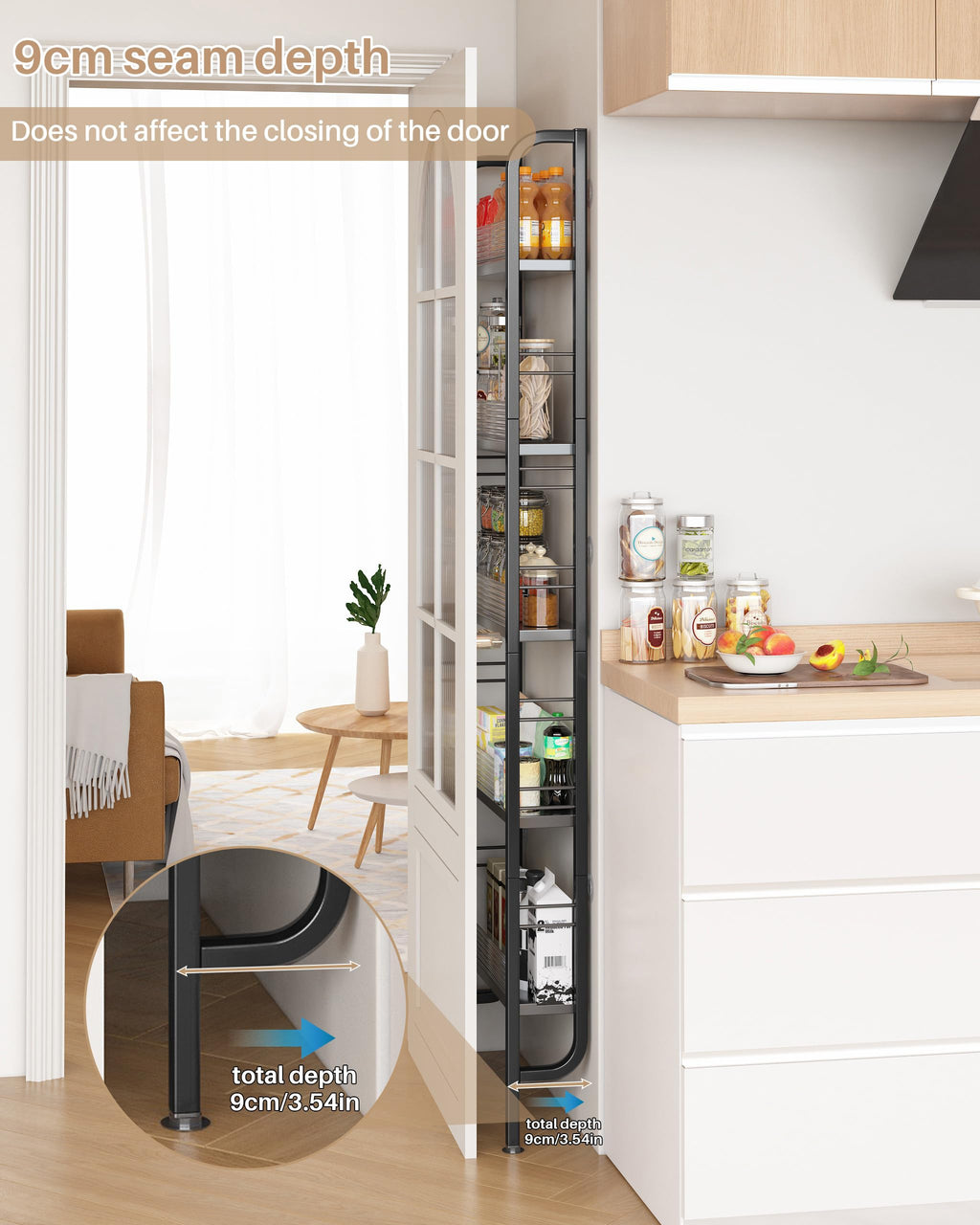 Ornestia Metal Narrow Storage Unit for Behind Door Storage,Black - image 3