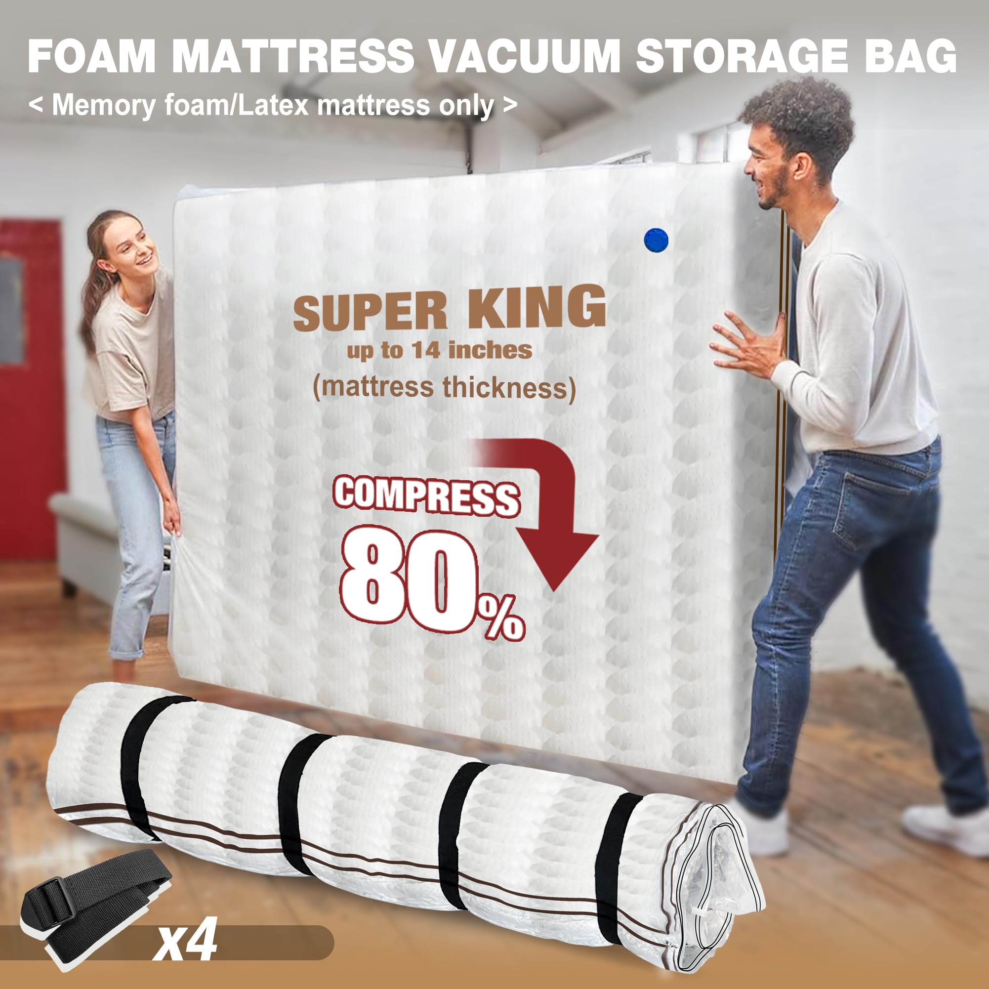 Oumaru Mattress Vacuum Bag for Moving | Super King Memory Foam Seal