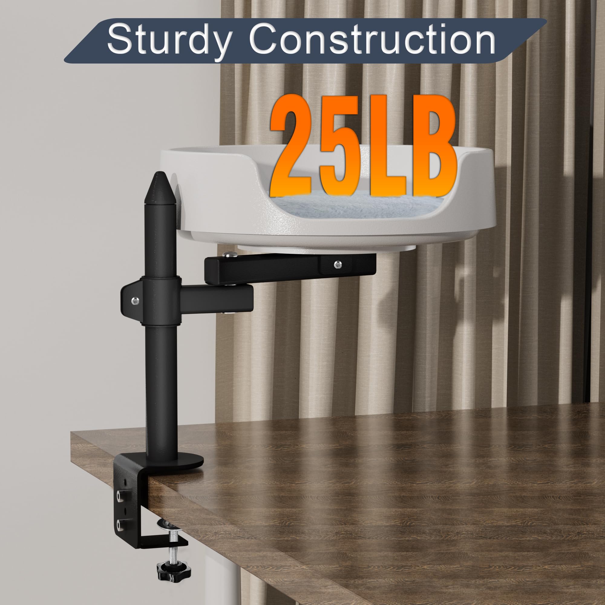 NestChroix Elevated Desk Cat Bed | 360° Rotating Adjustable Perch