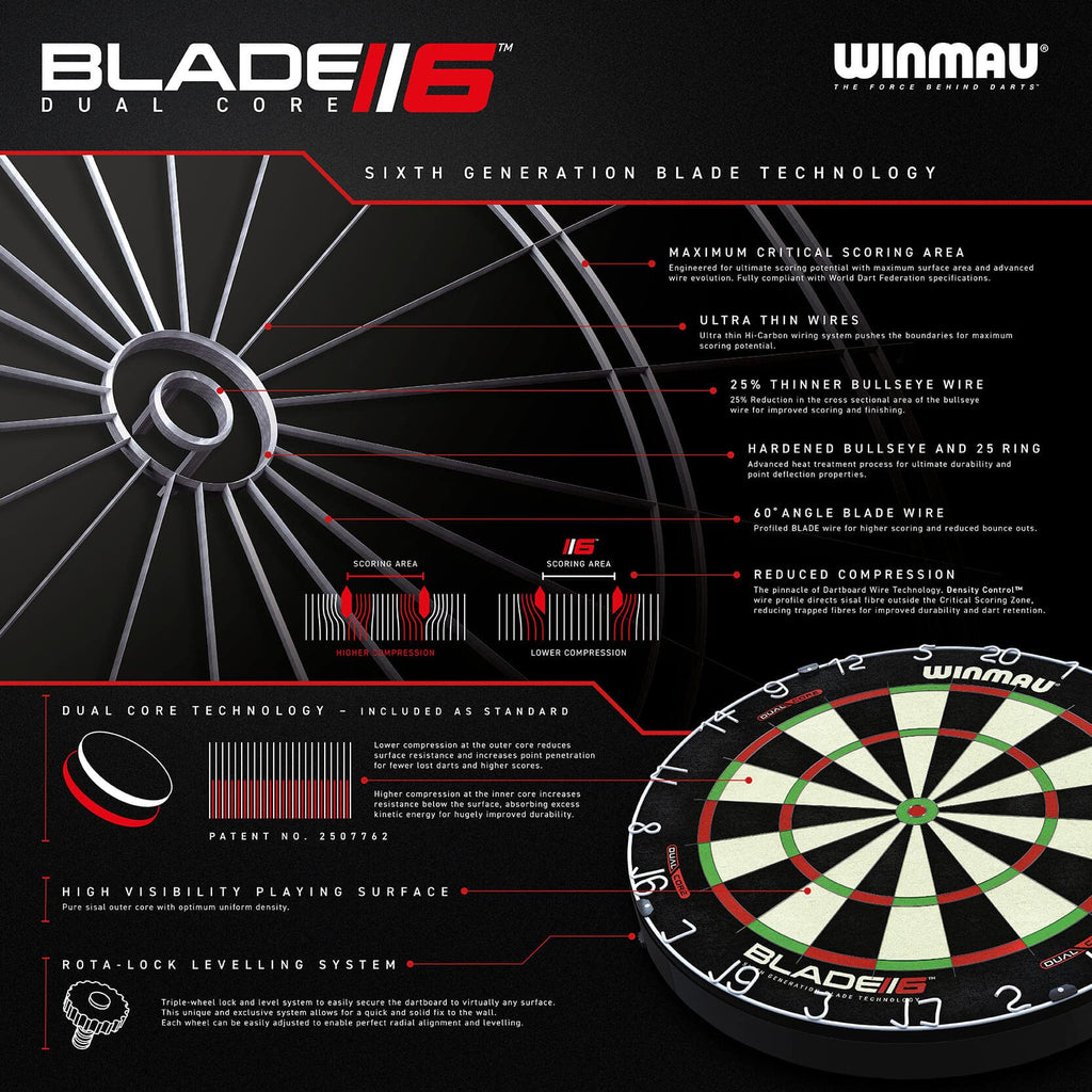 Winmau Blade 6 Dual Core Professional Sisal Dartboard | PDC Approved
