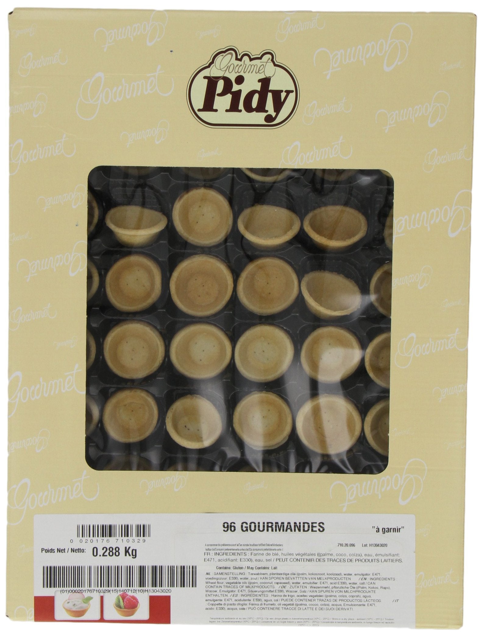 Pidy Gourmande Mini Savoury Quiche Cases - 4cm Puff Pastry (96 Pack)