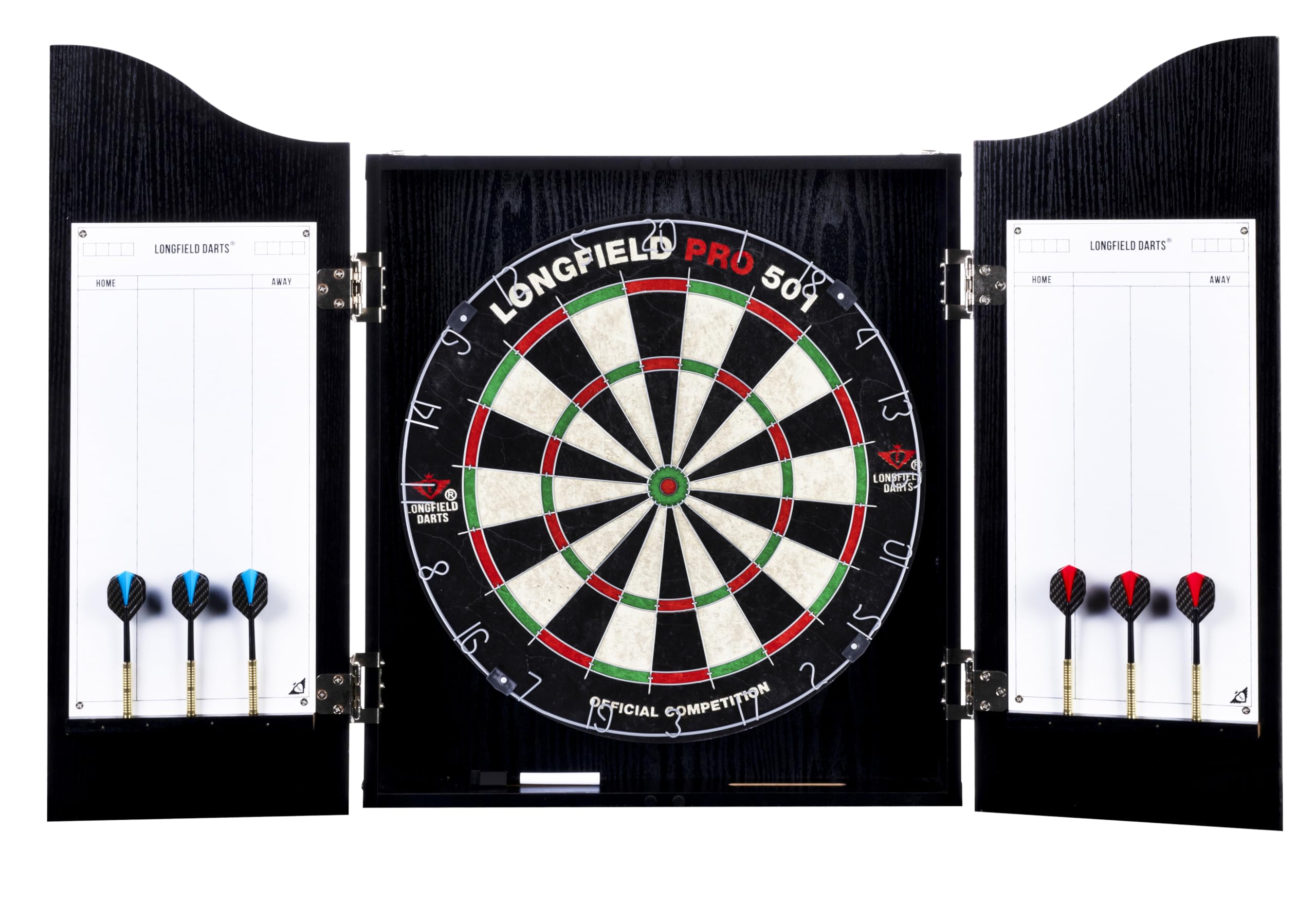 Engelhart Wooden Dart Cabinet Set | Sisal Dartboard & 6 Steel Darts
